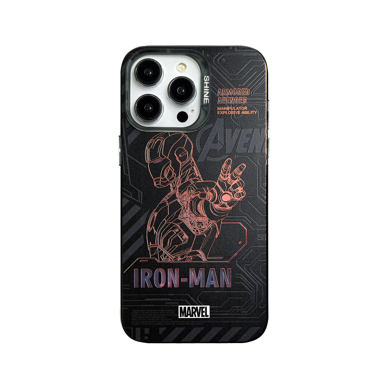 Bronzing Marvel Spider-Man Iron Man Phone Case