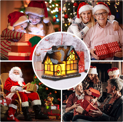 Christmas Decorations Village House Decor Xmas Lantern Decorative Resin House