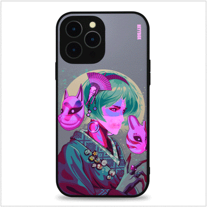 Witch Geisha LED iPhone Case with Black Frame iPhone 14 Pro Max