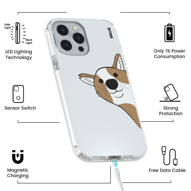 Dog LED iPhone Case RGB Light Up for iPhone 14 Pro Max