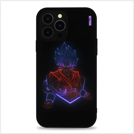 Super Saiyan Blue Goku LED iPhone Case with Black Frame iPhone 11 Case