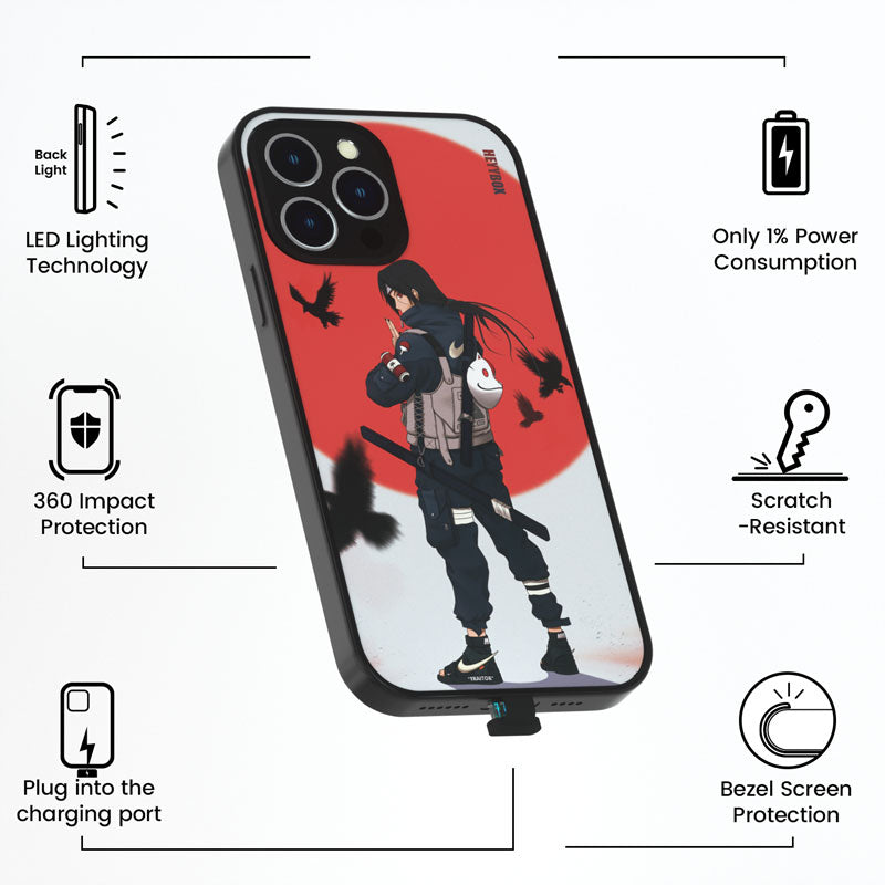 Itachi Uchiha LED iPhone Case with Black Frame iPhone 13 mini