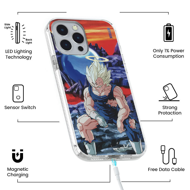 Majin Vegeta Hell LED iPhone Case RGB Light Up for iPhone 12 Pro Max