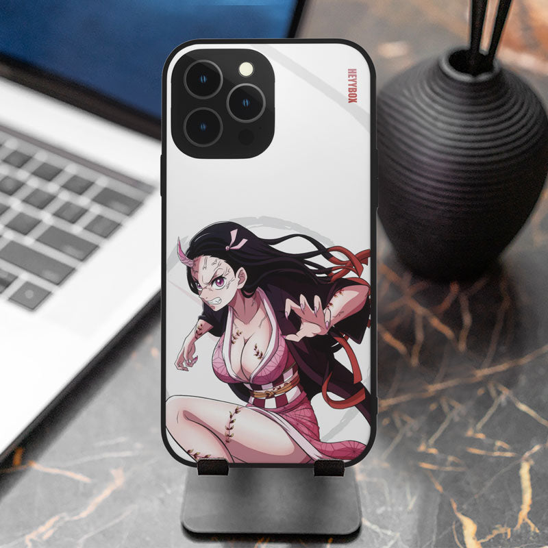 Wave Nezuko Kamado LED iPhone Case with Black Frame