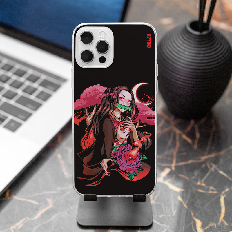 Nezuko with moon LED iPhone Case RGB Light Up