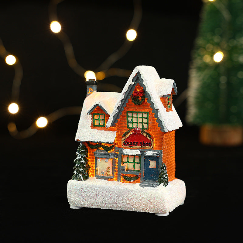 Christmas Decorations Village House Decor Xmas Lantern Decorative Resin House