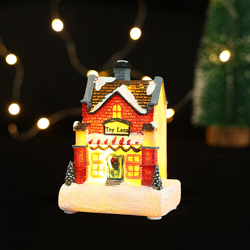 Christmas Decorations Village House Decor Xmas Lantern Decorative Resin House