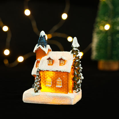 Christmas Decorations Village House Decor Xmas Lantern Decorative Resin House