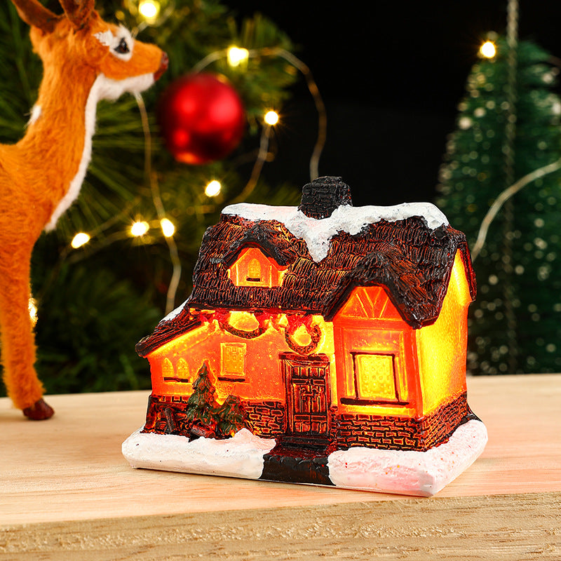 Christmas Decorations Village House Decor Xmas Lantern Decorative Resin House