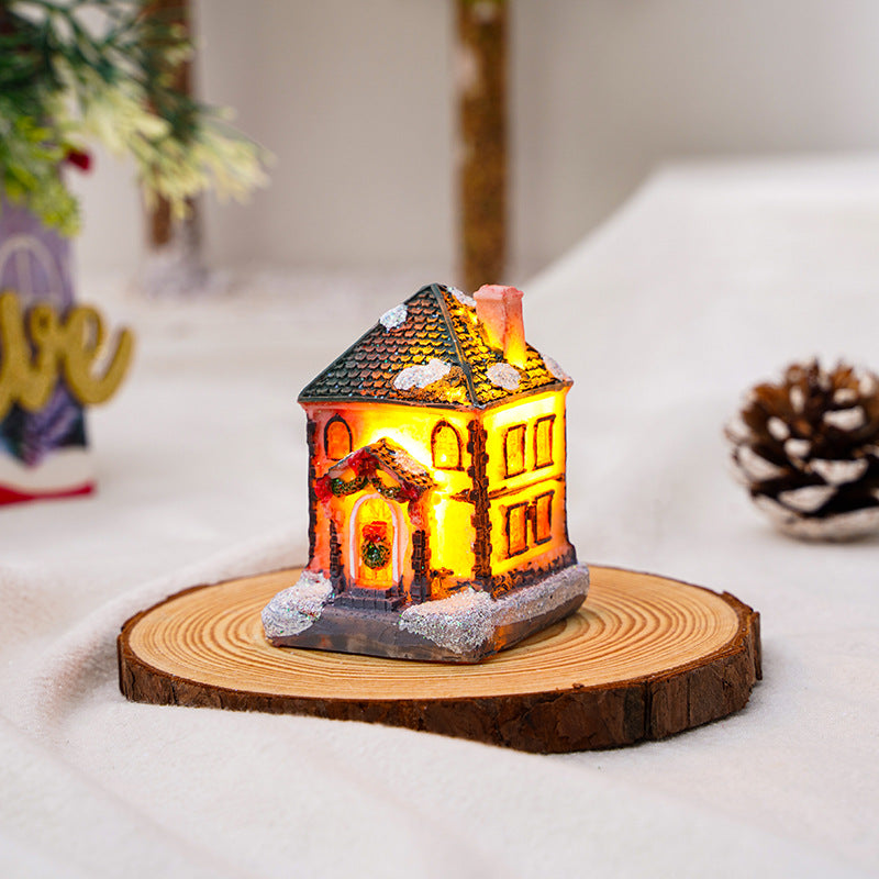 Christmas Decorations Village House Decor Xmas Lantern Decorative Resin House