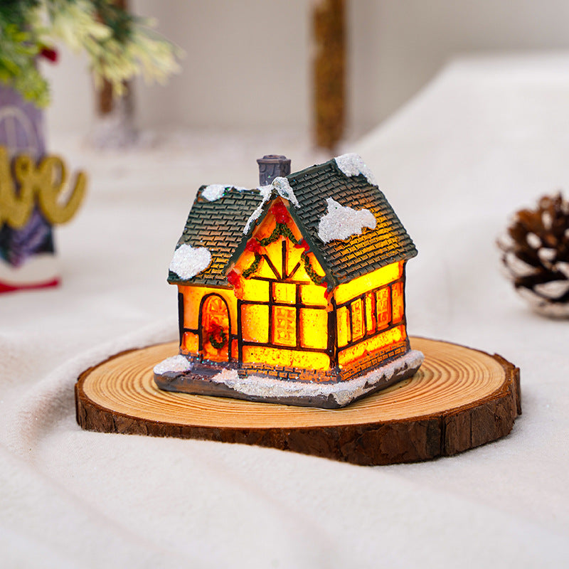 Christmas Decorations Village House Decor Xmas Lantern Decorative Resin House