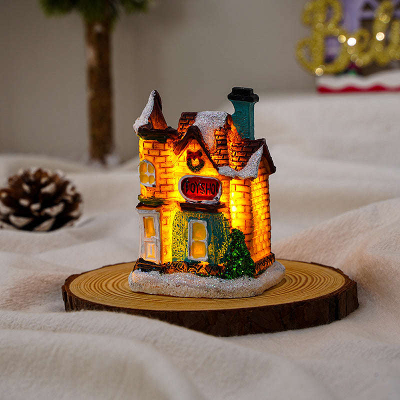 Christmas Decorations Village House Decor Xmas Lantern Decorative Resin House