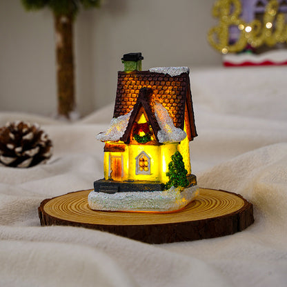 Christmas Decorations Village House Decor Xmas Lantern Decorative Resin House