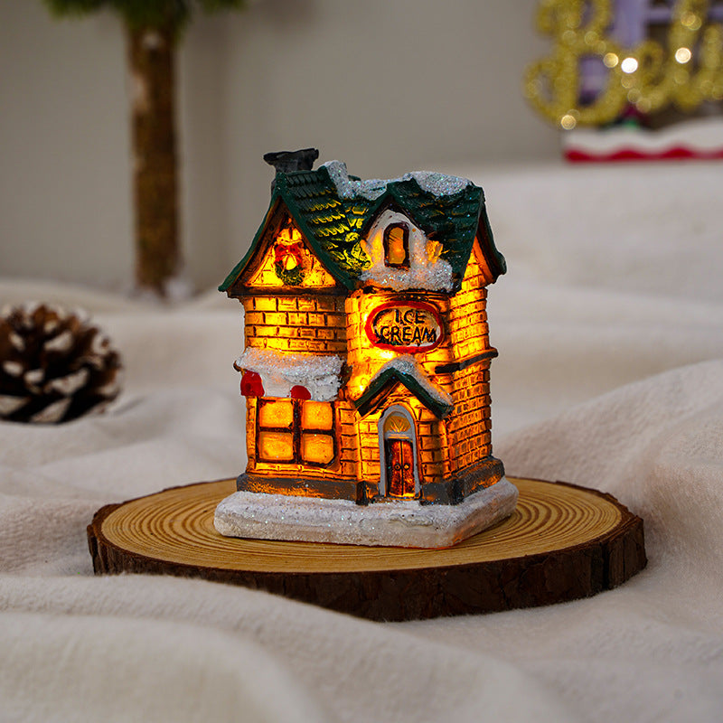 Christmas Decorations Village House Decor Xmas Lantern Decorative Resin House