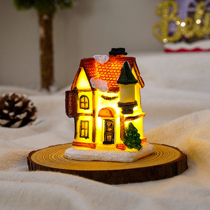 Christmas Decorations Village House Decor Xmas Lantern Decorative Resin House