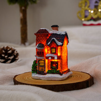 Christmas Decorations Village House Decor Xmas Lantern Decorative Resin House