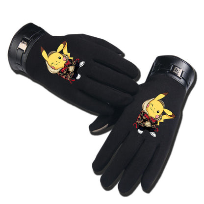 Anime Pikachu gloves waterproof luminous