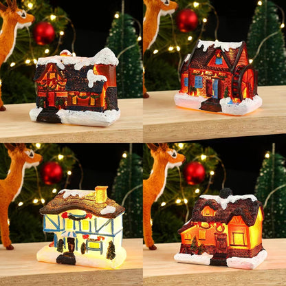 Christmas Decorations Village House Decor Xmas Lantern Decorative Resin House