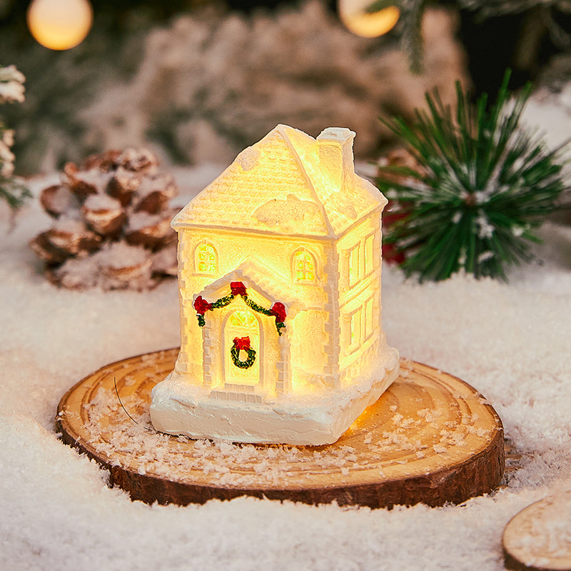 Christmas Decorations Village House Decor Xmas Lantern Decorative Resin House