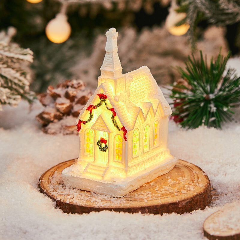 Christmas Decorations Village House Decor Xmas Lantern Decorative Resin House