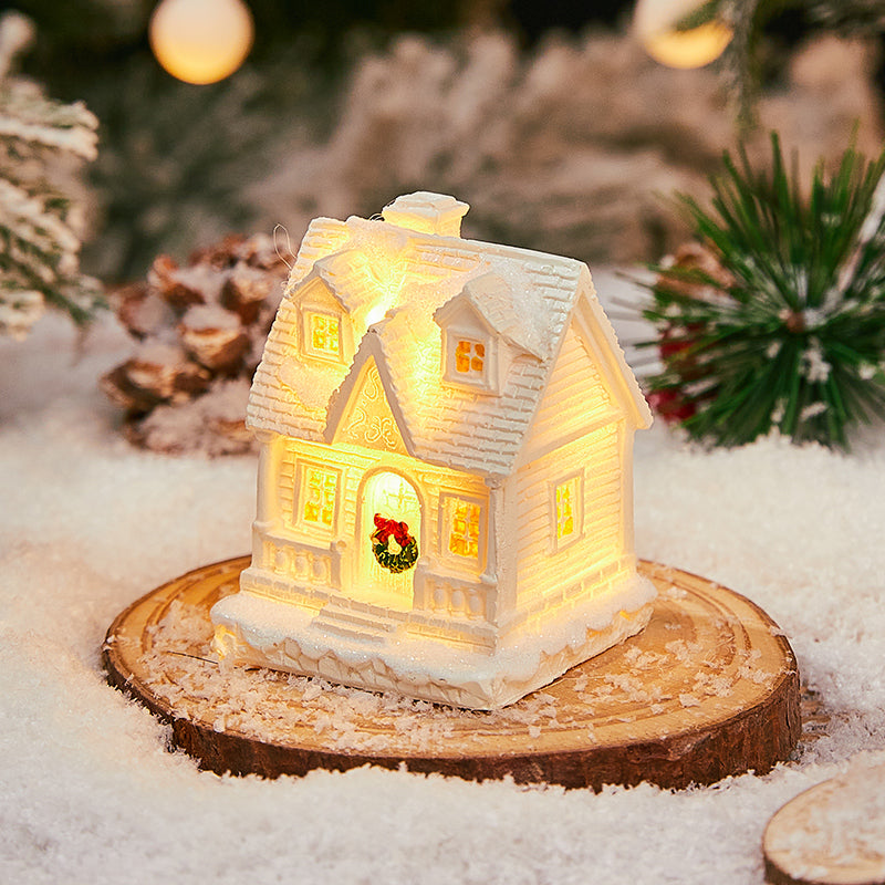 Christmas Decorations Village House Decor Xmas Lantern Decorative Resin House