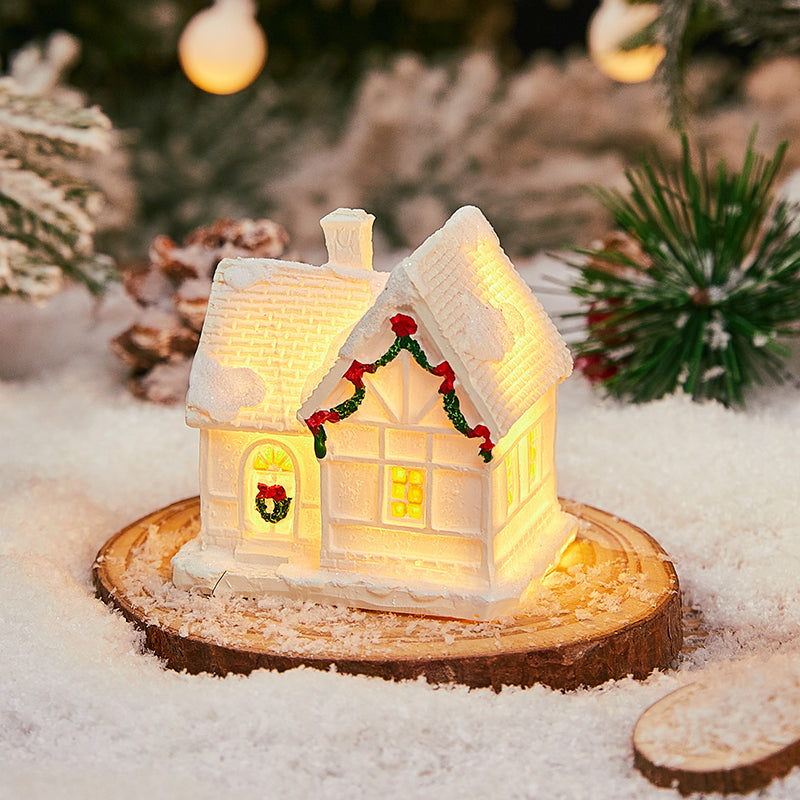 Christmas Decorations Village House Decor Xmas Lantern Decorative Resin House