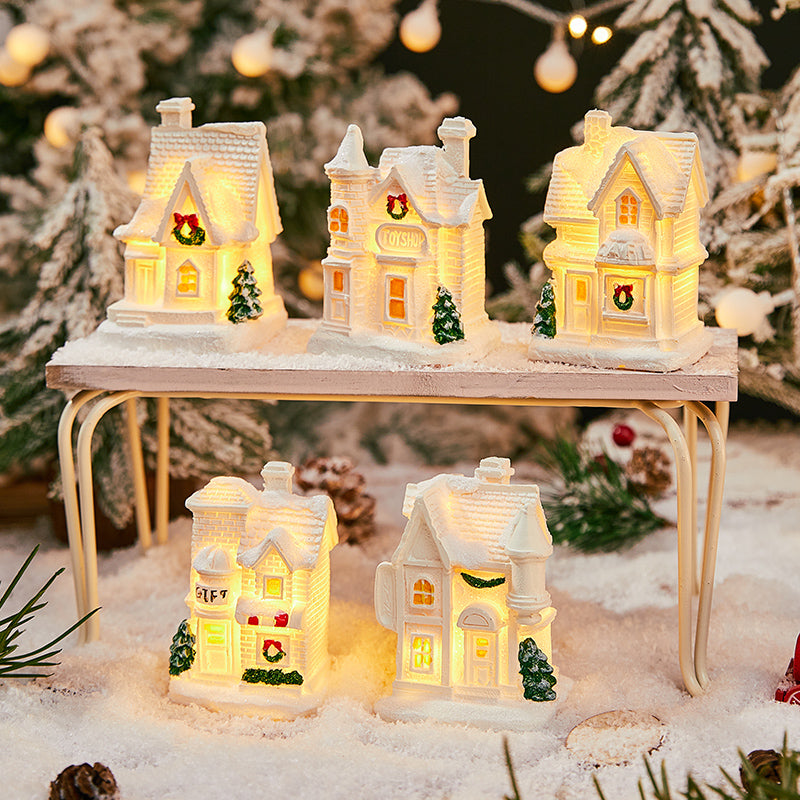 Christmas Decorations Village House Decor Xmas Lantern Decorative Resin House