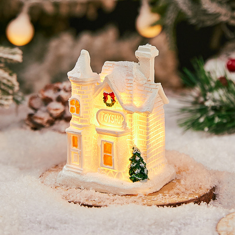 Christmas Decorations Village House Decor Xmas Lantern Decorative Resin House