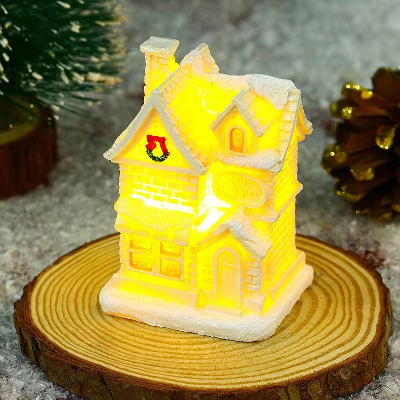 Christmas Decorations Village House Decor Xmas Lantern Decorative Resin House