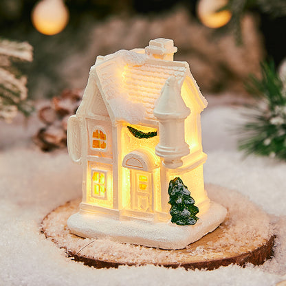 Christmas Decorations Village House Decor Xmas Lantern Decorative Resin House