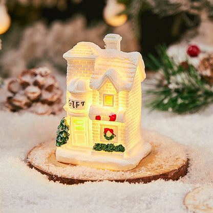 Christmas Decorations Village House Decor Xmas Lantern Decorative Resin House