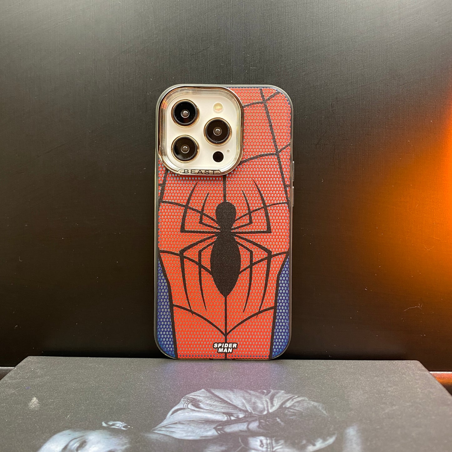 Bronzing Marvel Spider-Man Iron Man Phone Case