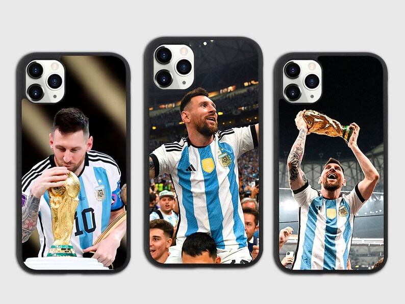 Messi winning world cup for Argentina - phone case