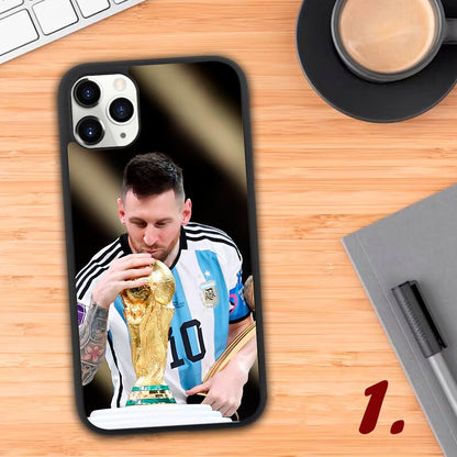 Messi winning world cup for Argentina - phone case